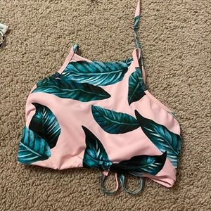 Pink and green bikini top